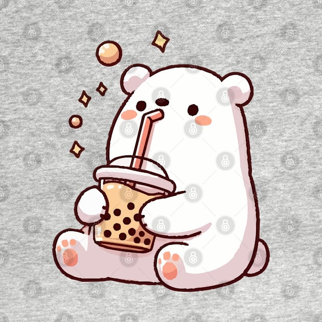 cute polar bear drink chocolate boba by fikriamrullah